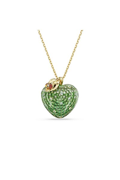 Swarovski Idyllia Kolye, Karışık kesimler, Elm, Yeşil, Altın rengi kaplama