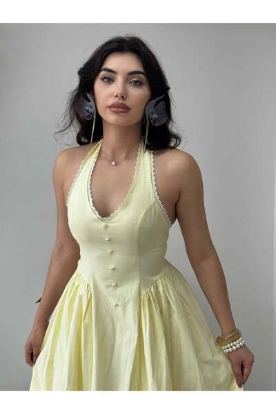 conconmoda Nora Halter Yaka Poplin Elbise