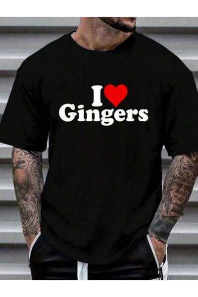 KYMC07 تي شيرت قطني 100% بطباعة I LOVE HEART GINGERS REDHEADS RED HAIR للنساء...
