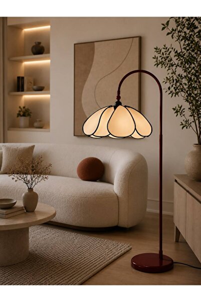 Emg DesiGn Çiçek Başlıklı Lambader Hareketli Başlık Modern Dekoratif Oturma O...