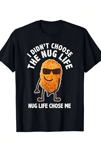 23ERVA تي شيرت رجالي - تصميم كرتوني بنمط Funny Nug Life |   قميص كاجوال بأكما...