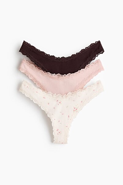 H&M 3'lü Dantel Şeritli Brazilian Külot