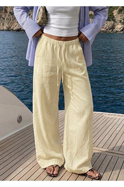 SV Sun Victoria Women's Yellow Linen Pantalon