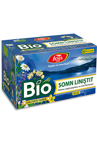 Fares Ceai Bio Somn Liniștit N132, 20 plicuri – Calmant pentru insomnie, rela...