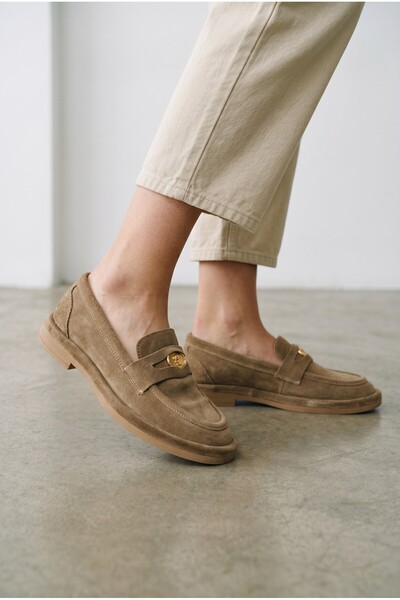 EFAL Kadın Vizon Hakiki Deri Ortopedik Günlük Loafer Ayakkabı