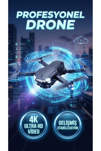 FİCOM TEKNOLOJİ Profesyonel Drone 4K Kameralı Katlanabilir WiFi FPV Uzaktan K...