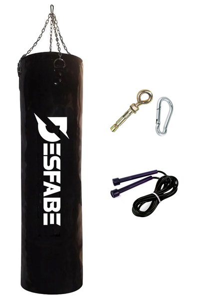 desfabe Boxing Star 120x32 Cm Zincirli Boks Kum Torbası Siyah+Ask Aparatı+Atl...