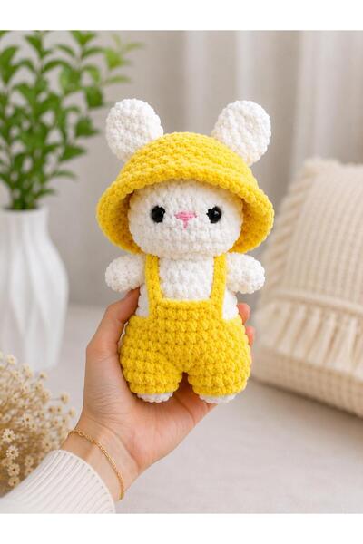 Moda Lina Baby El Yapımı Amigurumi Tavşan Oyuncak – Mor Şapkalı ve Salopetli ...