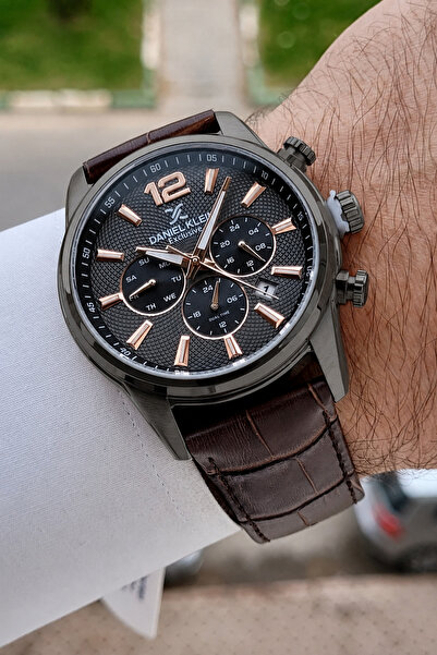 Daniel Klein Case Black Cord Brown Color 43 mm Internal Indicators Active Men...