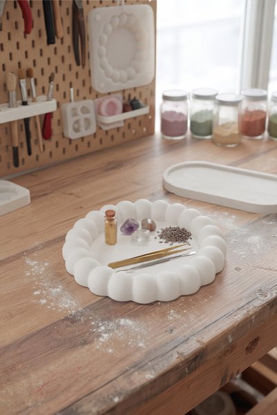 SOUL AND HEAT Decorative Tray, Handmade Tray, Modern Decoration, Home Decor, Jewelry Organizer, Ritual Tray, Stylish Presentation Tray, Jewelry Tray, Handmade, White Decoration, Home Gift, Living Room Accessory, Coffee Table Ornament