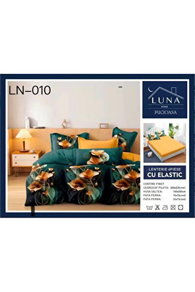 Pucioasa Lenjerie de Pat Finet Gros 6 Piese Cearceaf cu Elastic 180x200 cm