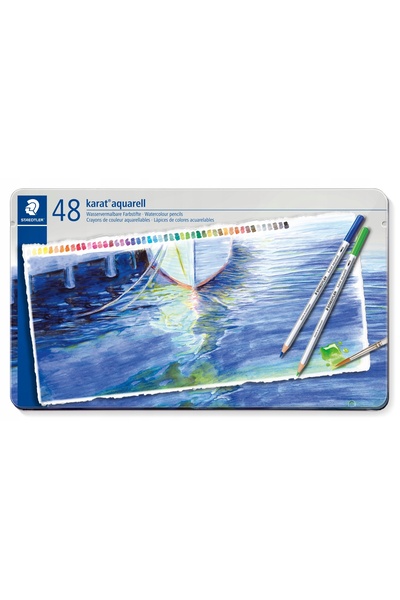 Staedtler Creioane acuarelabile Karat 48 de culori într-o cutie metalică