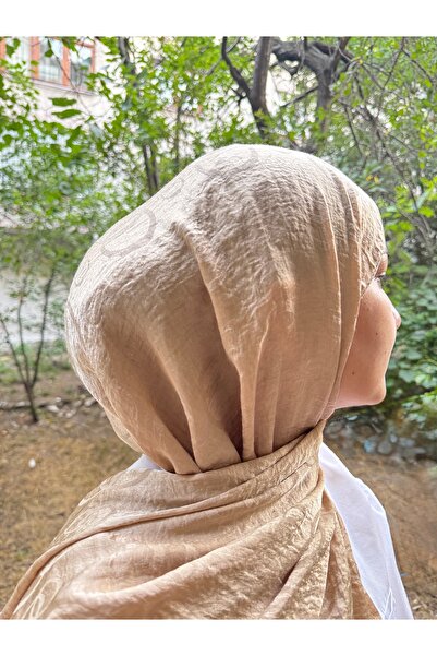 shalby شال جاكار من القطن الناعم ذو نمط حلقات صغيرة وكبيرة ذهبي اللون