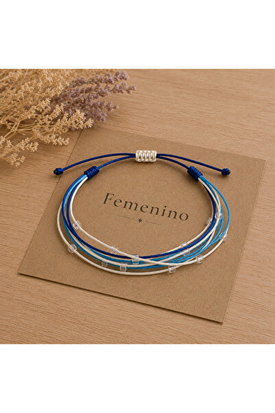 Femenino Blue Tone Beaded Multi-Strand Bracelet