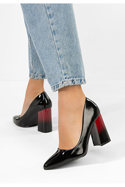 B T Shoes Μαύρα Παπούτσια Έμελια V2 με χοντρό τακούνι