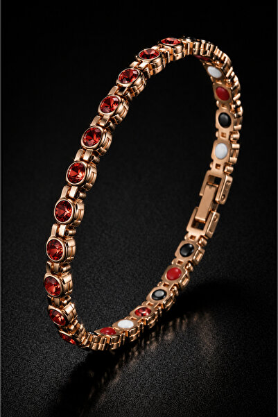İyyaKee Magnetic Red Zircon Stone Women's Bracelet Copper Plated Germanium Ne...