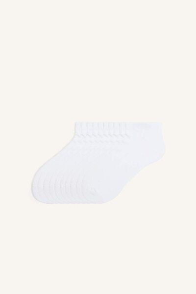 DeFacto Women's Seamless 10-Pack Cotton Booties Black Socks I3491Axns
