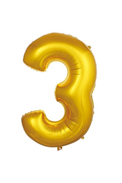 Parti Dükkanı 40 Inch 100 cm Gold 3 Number Foil Balloon Helium Compatible Bir...