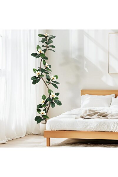 Garvee 210cm S-Shape Artificial Rubber Tree with White Pot