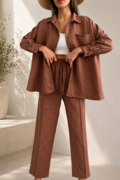 Oxmen Avant Garde Set de cămașă și pantaloni din amestec de in pentru femei