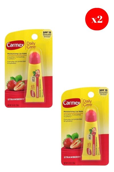 Carmex مرطب الشفاه في أنبوب بعامل حماية من الشمس بنكهة الفراولة 10 جرام × 2 قطعة