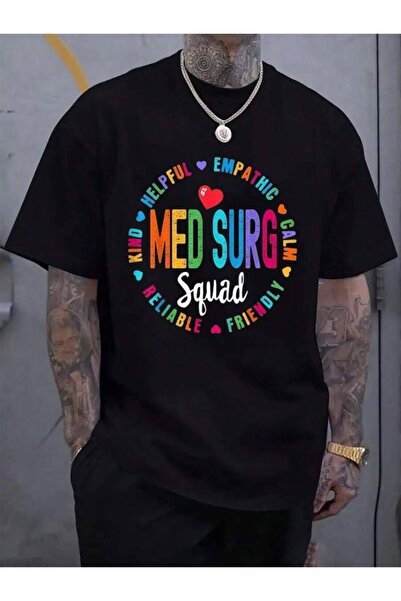 23ERVA 100% Cotton Med Surg Nurse Team Registered Nursing Men's Black Vacatio...