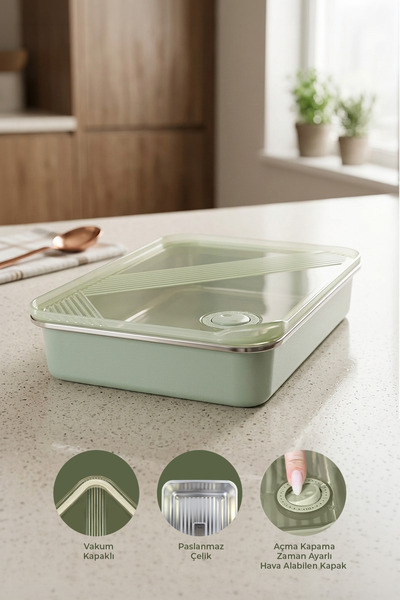 NESS HOME Stainless Steel Vacuum Storage Container, Oven and Cake Container 3...