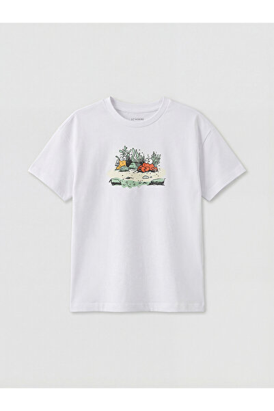 LC Waikiki تي شيرت NEVAVM للأولاد بياقة بيضاوية مطبوعة