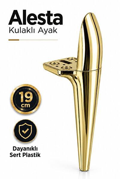 Badem10 Alesta 19 Cm Kulaklı Altın Kaplama Sert Plastik Sehpa Ayağı Mobilya K...