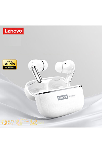 Choice سماعات أذن لاسلكية بلوتوث Lenovo LE208 بيضاء، سماعات ستيريو جلدية مع خ...