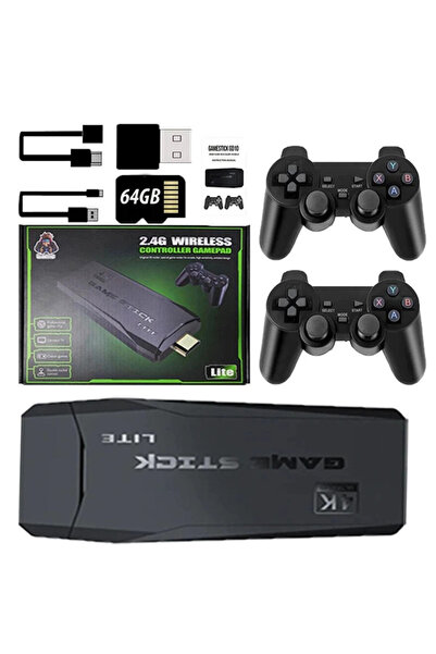 Genel Markalar Mini HDMI 4K Kablosuz Oyun Konsolu, 64GB Dahili Hafızalı ve Çi...