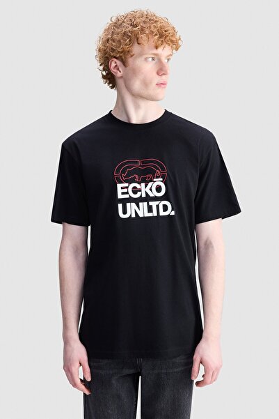 ecko unltd. Aiden Loose Fit Crew Neck Printed 100% Cotton Men's Black T-Shirt