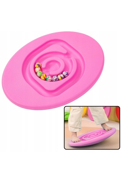 LeanToys Placă de echilibru senzorială pentru copii, 5 mingi de cauciuc roz
