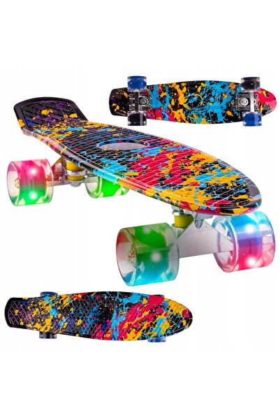 NO BRAND SKATEBOARD FISH LED RGB 56cm ABEC-7 ROȚI LUMINOSĂ, până la 100kg