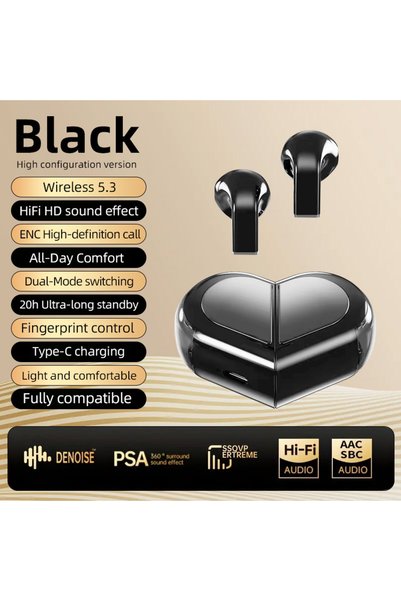 Choice3 black K520 Bluetooth Wireless Earphones Rotatable Heart Shape Chargin...