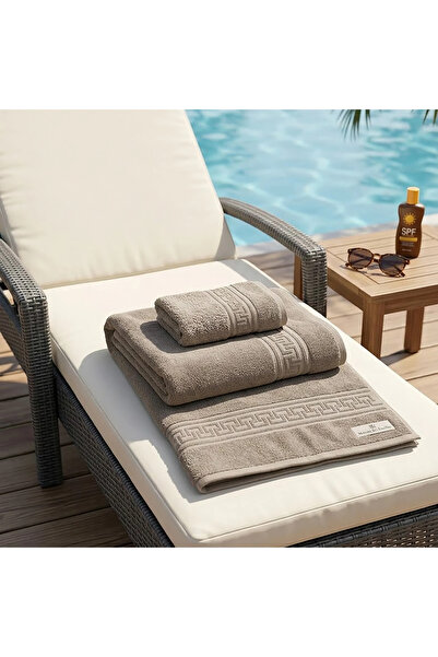 Pucioasa Fabrica Prosop de plaja Greek Border - 500gr - Bej - 80x180cm