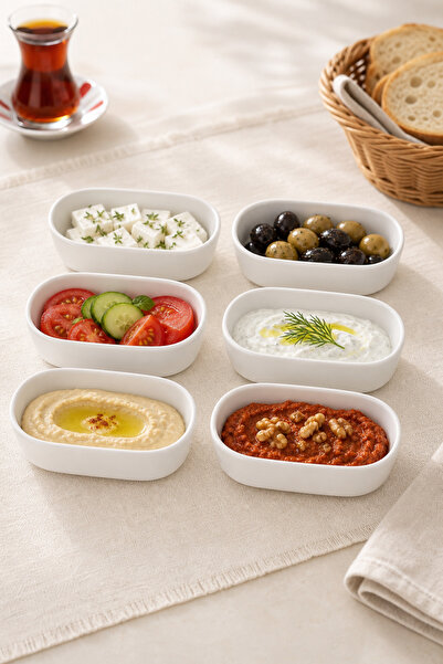 Nandy Home Tirilye - 6'lı Oval Sunum Kasesi - Meze, Sos, Çerez, Kahvaltılık v...