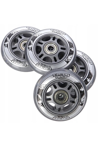 Nils Extreme Set de role din cauciuc 80 mm 8 bucăți Rulmenți transparenți ABEC-7
