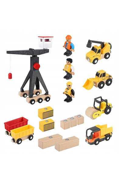 NO BRAND Jucărie educativă pentru băieți, vehicule de construcții din lemn cu...