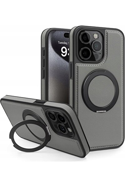 NO BRAND Husă din piele generică Magsafe pentru iPhone 16 Pro Max cu inel sup...