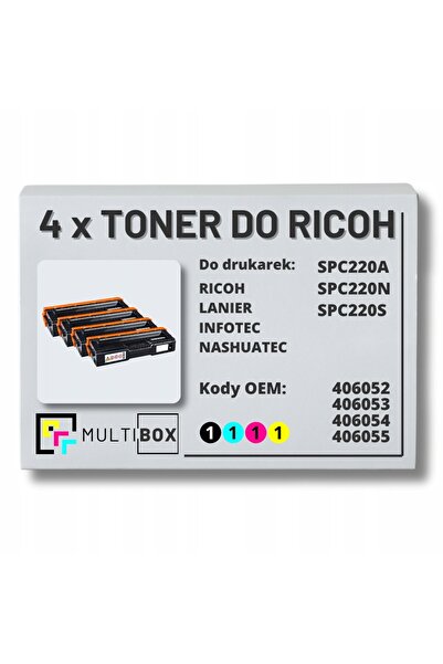 NO BRAND Pachet de 4 tonere noi pentru Ricoh SPC220 406052 406053 406054 4060...