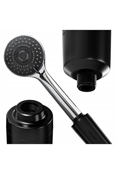 NO BRAND Filtru de duș Wessper Aquashower pentru apă dură Negru 7500L-2 Bucăți