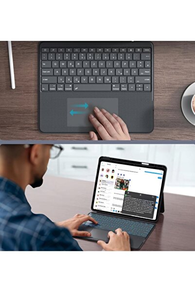 NO BRAND Husă cu tastatură iluminată Qwertz chesona pentru iPad Pro 12.9''