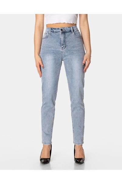 NO BRAND Blugi de damă mărime mare, albaștri, croială Mom Fit, talie înaltă 6...