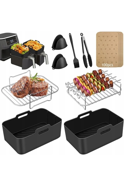 NO BRAND Set de accesorii pentru friteuza cu aer cald: Inserții, grătare, coș...