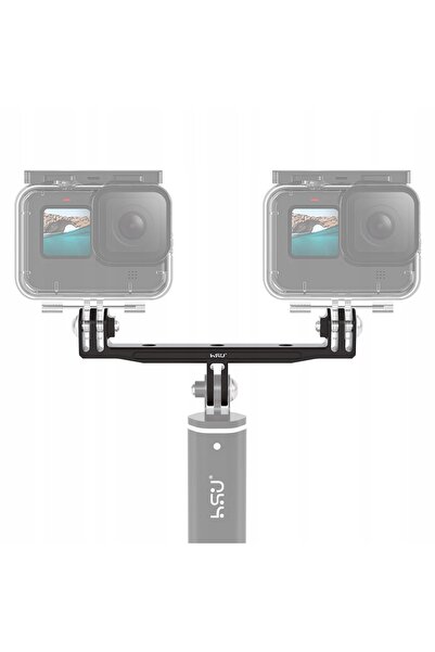 NO BRAND Suport dublu din aluminiu Hsu pentru Gopro cu Media Mod sau carcasă ...