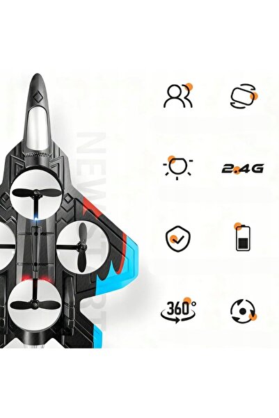 NO BRAND Avion cu reacție, dronă, cu LED-uri, telecomandată, rotație 360 °   ...