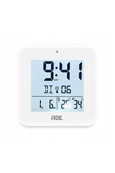 NO BRAND Ceas electronic cu termometru și higrometru Ade 8 X 3.5 X 8 cm Alb