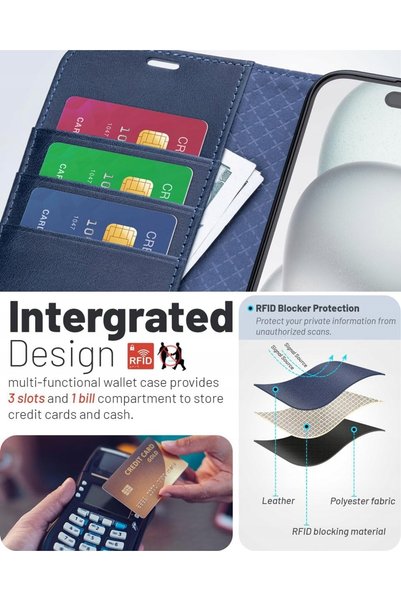 NO BRAND Husă tip carte din piele Ocase pentru iPhone 16 Pro, portofel, RFID,...