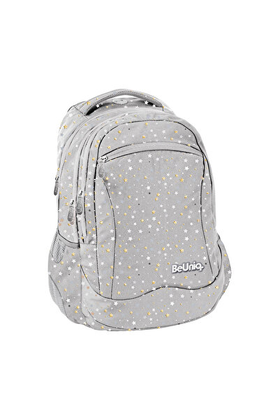 NO BRAND Rucsac școlar Beuniq pentru fete, gri cu stele aurii